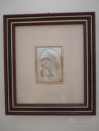Placca in argento 925 - Madonna con Bambino Gesù