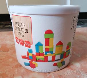 BLOCCHI IN LEGNO COLORATI 50 PEZZI