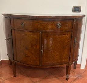 Credenza/Console Mezzaluna Intarsiata in Radica