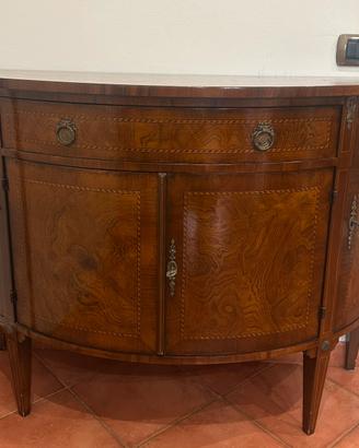 Credenza/Console Mezzaluna Intarsiata in Radica