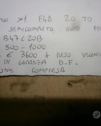 Motore semicompleto bmw x1 f48 2.0 td 25d