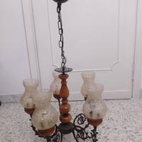 Lampadario con coppe in vetro 