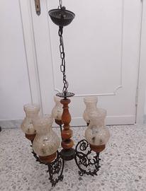 Lampadario con coppe in vetro 