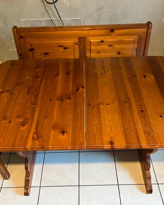 TAVOLO IN LEGNO MASSELLO + PANCA ANGOLARE +2 SEDIE