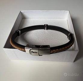 Bracciale uomo cuoio acciaio caucciù Revolution