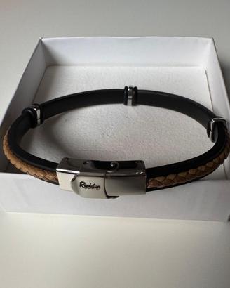 Bracciale uomo cuoio acciaio caucciù Revolution