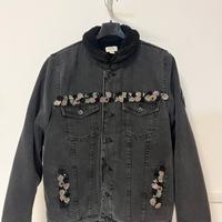 Giacca in denim nero con interno teddy