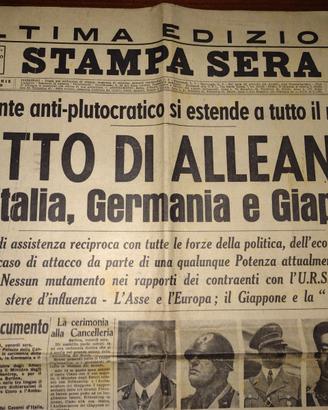 GIORNALE 1940: FIRMA PATTO ROMA-BERLINO-TOKYO