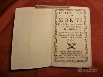 L'OFFICIO DE MORTI ANIME DEL PURGATORIO 1770 PARMA