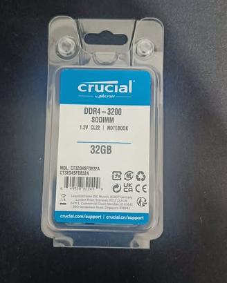 RAM 32GB DDR4 3200 CL 19 Crucial