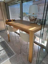 Tavolo alto design x sgabelli in rovere massello