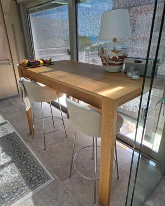 Tavolo alto design x sgabelli in rovere massello
