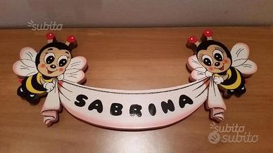 Targhetta in Legno per Cameretta nome SABRINA