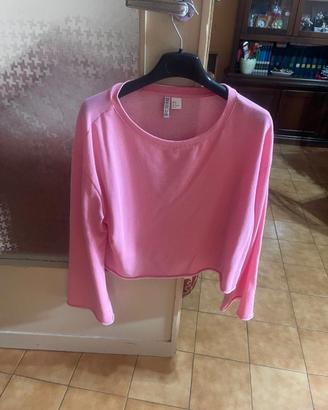 Felpa cropped rosa H&M Divided donna / ragazza
