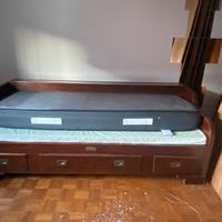 Divano letto antico legno con due letti