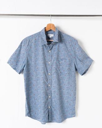 GAP Camicia Uomo M Azzurra Barche Cotone