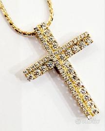 Collana con Croce con Brillanti ct 0,80 Oro 18kt