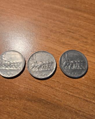 n.3 monete 50 centesimi 1920 e 1925