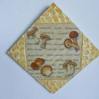 Quadretto mattonella decoro funghi vintage