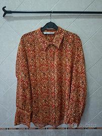 Camicia Zara fantasia etnica rosso beige marrone