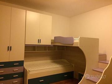 Cameretta completa con letto a castello, armadio,
