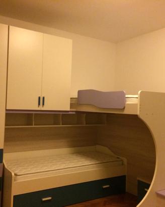 Cameretta completa con letto a castello, armadio,