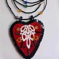 Collana lunga Gioiello tessile con cristalli 