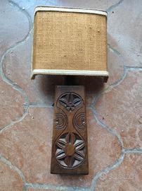 Coppia Applique  '70 in Legno Intagliato e Juta .