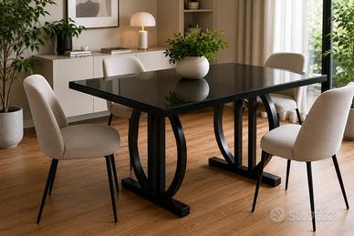 Tavolo moderno nero laccato 160x80 cm