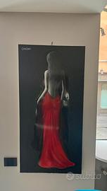 QUADRO MANUEL ONDEI – DONNA CON ABITO ROSSO 