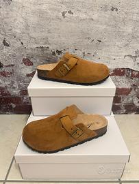 Sabot donna punta chiusa ciabatte fibbia camel 36