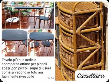Cassettiera+tavolino con due sedie 