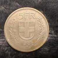 moneta svizzera da 5 franchi del 1960