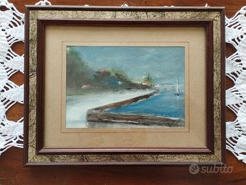 Dipinto Olio Su Tavola Paesaggio Marino