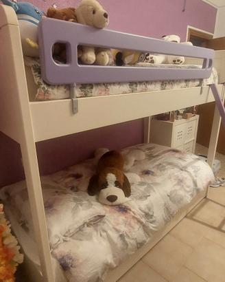 Splendido Letto a Castello Triplo Bianco e Glicine