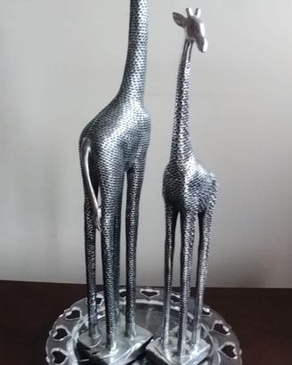 Coppia di statue Giraffe decorative in argento