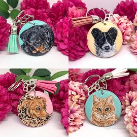 Portachiavi animale personalizzato dipinto a mano