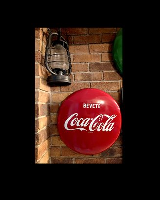COCA COLA bottone insegna smaltata nuova orig 1950