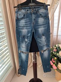 Jeans uomo slim fit dettagli destroyed
