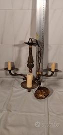 Lampadario tipo candeliere a 3 braccia vintage