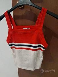 Top Bershka a righe rosso e bianco - Taglia S