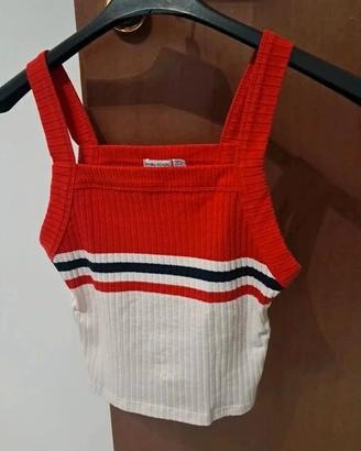 Top Bershka a righe rosso e bianco - Taglia S