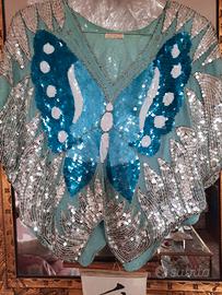 Blusa vintage strass seta