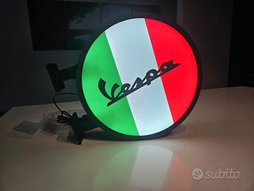 Insegna Luminosa  "Vespa" Tricolore – Bifacciale 