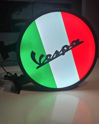 Insegna Luminosa  "Vespa" Tricolore – Bifacciale 
