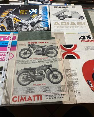 Raccolta depliant, moto e accessori d’epoca