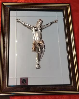 Quadro religioso con immagine di Gesù a rilievo tr