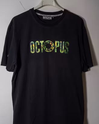 T-shirt Octopus Brand Nera Logo Centrale