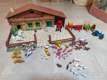 Diorama fattoria anni 70 80 con trattori e animali