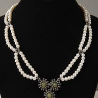 Collana Artigianale Perle e Giada verde vintage